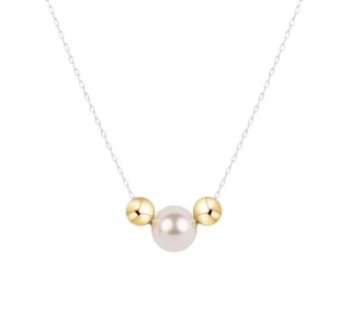 Enewton 16 inch mixed metal Purpose necklace with gold and pearl charm, dainty worry-free wear jewelry
