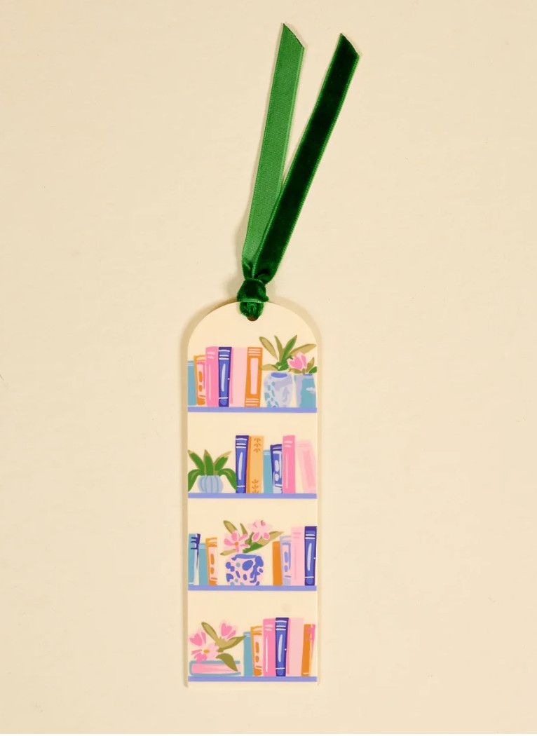 Book Shelfie acrylic bookmark with bookshelf design, durable bookmark for book lovers and readers
