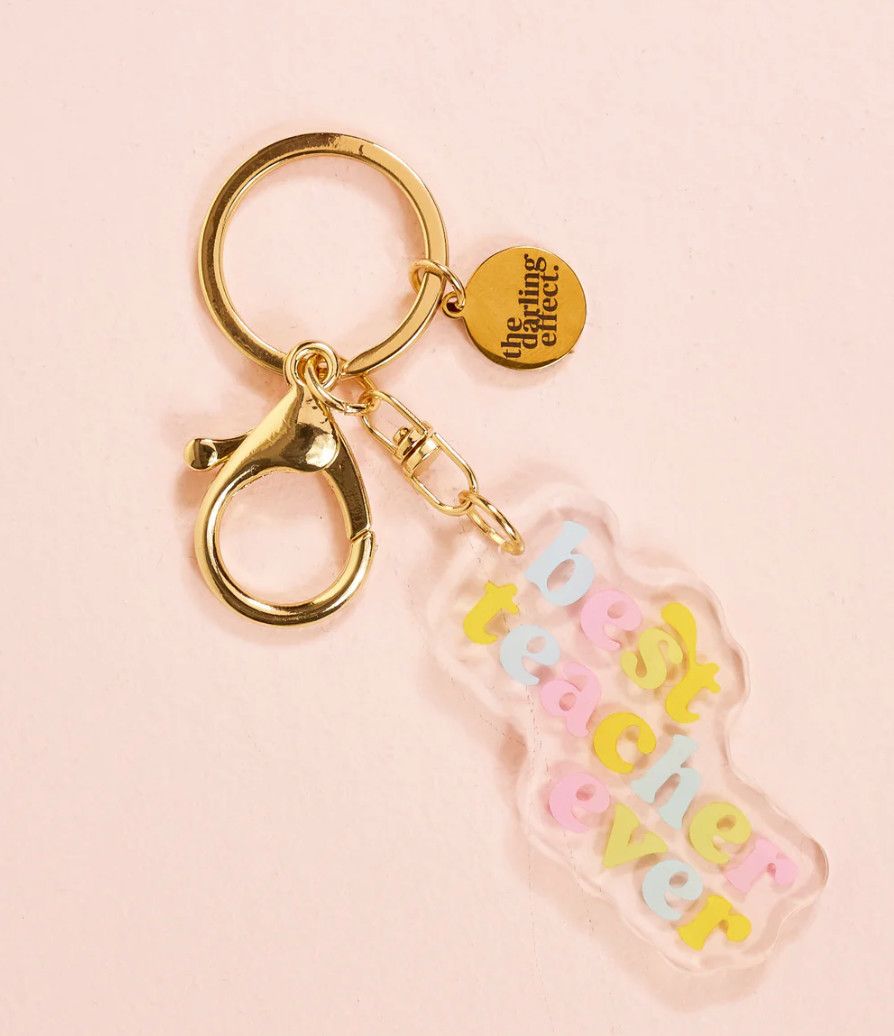 Best Teacher Ever acrylic keychain, cute teacher appreciation keychain gift for educators
