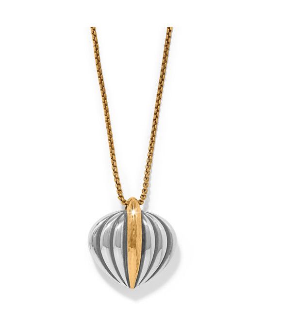 Brighton Ferrara Deco pendant necklace with engraved silver design and bold decorative medallion pendant.