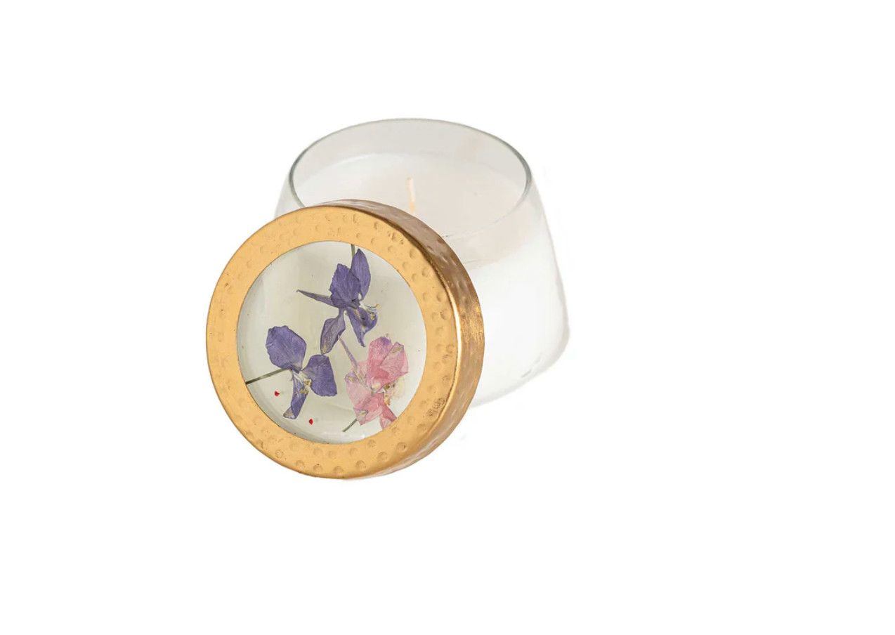 Pressed Floral Candle Roman Lavender Small