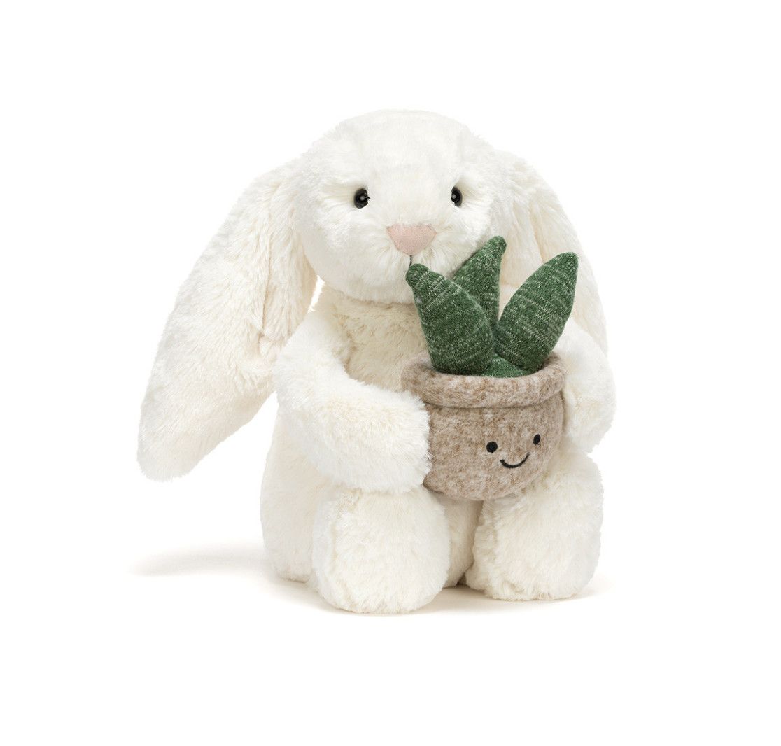 Cream Bunny With Plant
