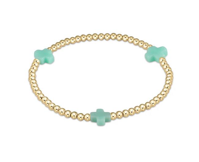 Signature Cross Bracelet 3mm Bead Bracelet Mint