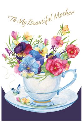 Pansy Teacup Mother's Day Card