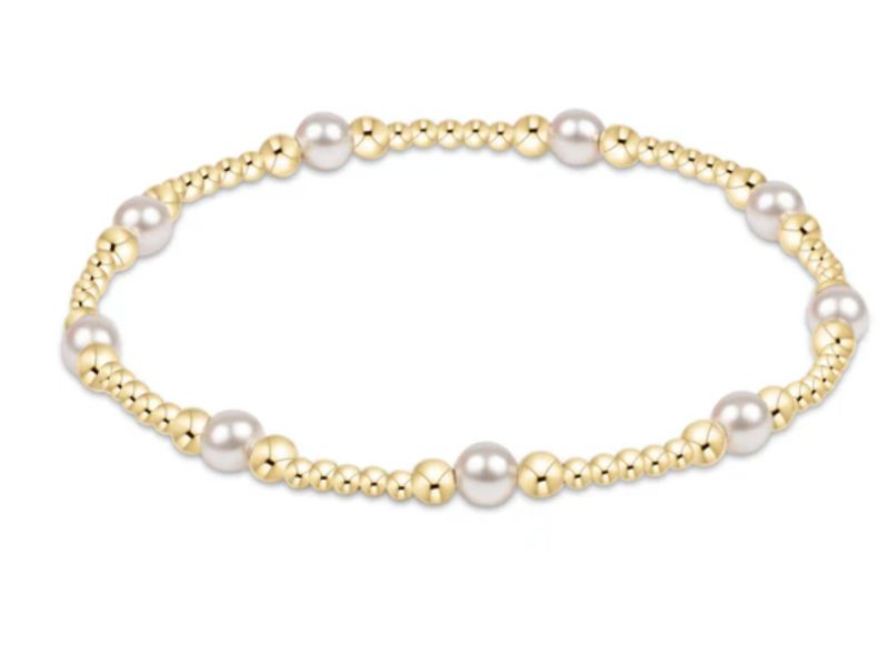 Classic Purpose Pattern Pearl  Bead Bracelet 4mm