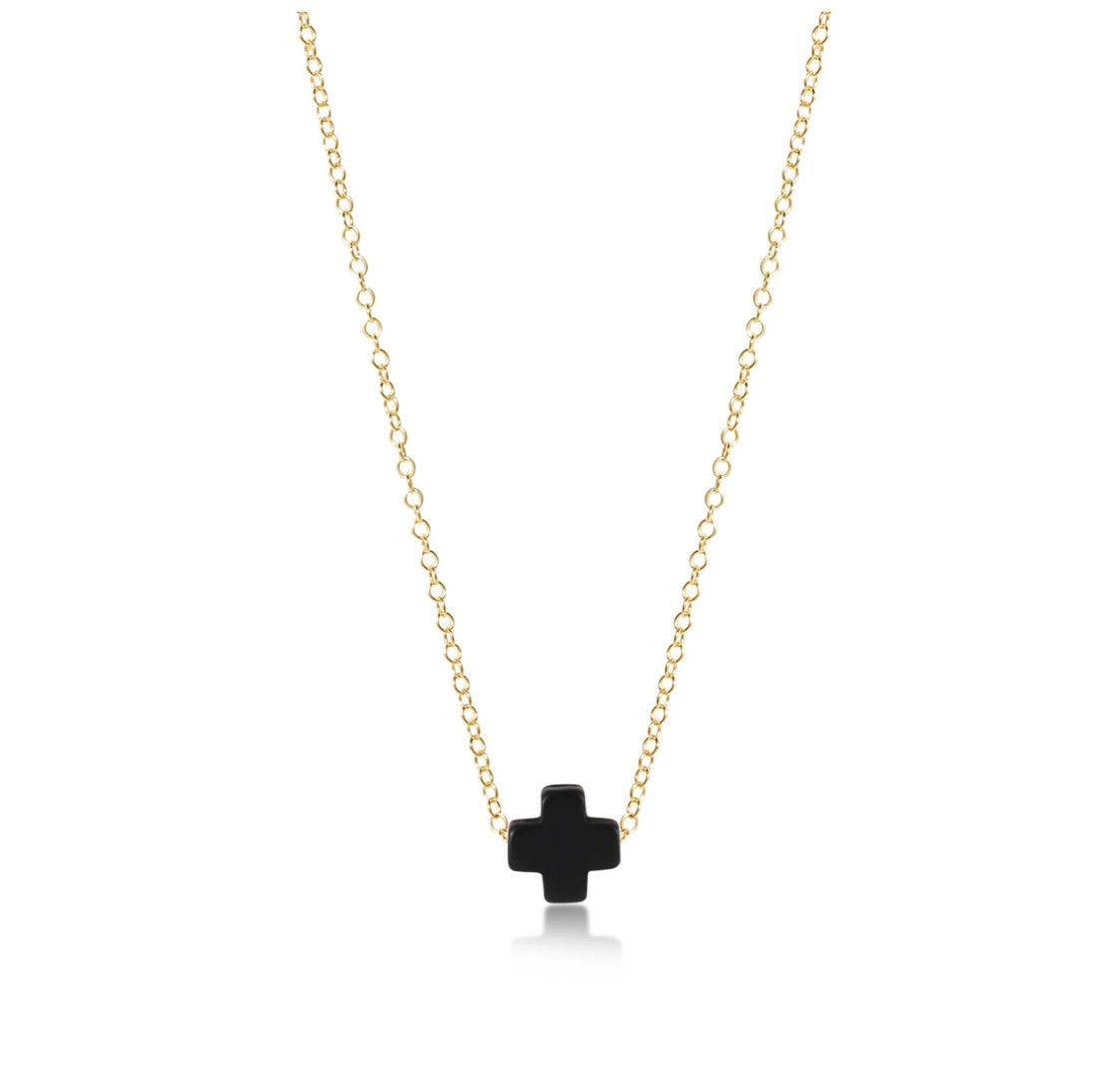 Enewton 16 inch Signature Cross necklace with onyx detail, dainty faith necklace for everyday wear
