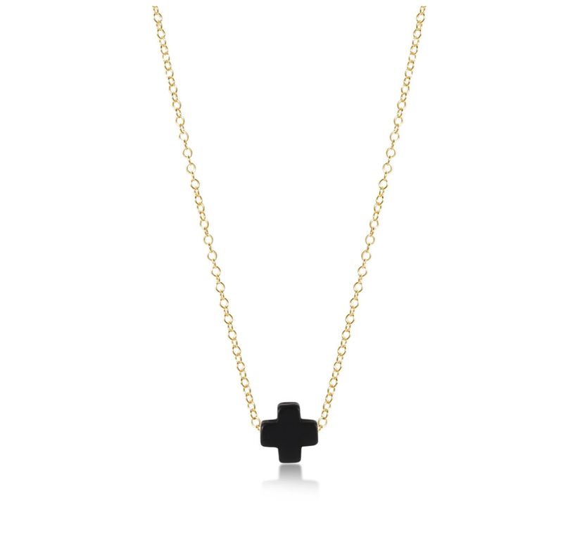Enewton 16 inch Signature Cross necklace with onyx detail, dainty faith necklace for everyday wear

