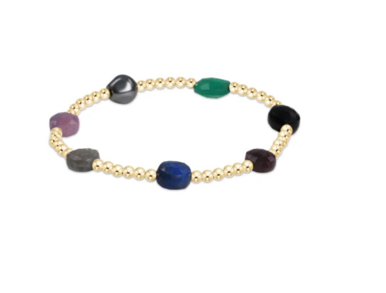 Enewton Extends Admire Gold 3mm bead bracelet Hot Mess, gold beaded stretch bracelet with message
