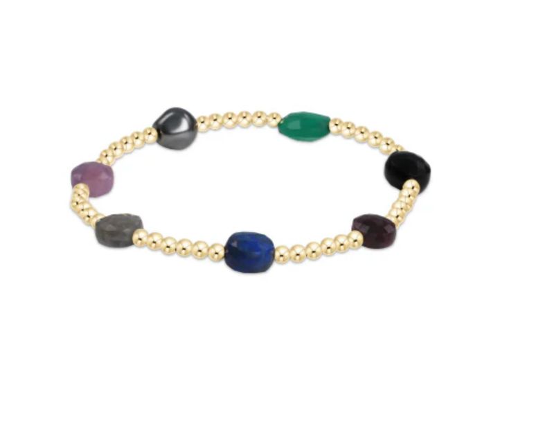 Enewton Extends Admire Gold 3mm bead bracelet Hot Mess, gold beaded stretch bracelet with message
