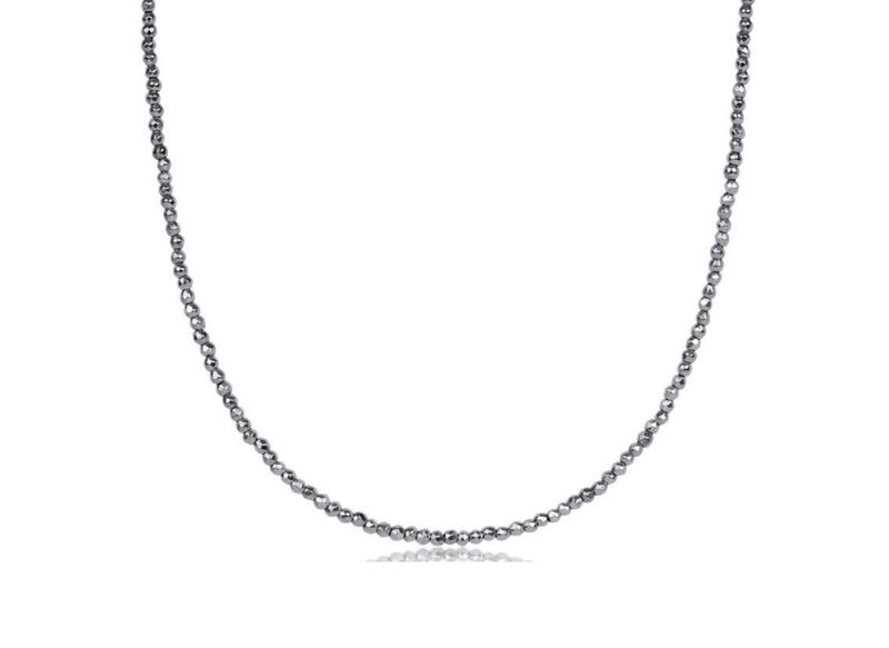 Enewton 15 inch silver faceted hematite choker necklace, minimalist beaded layering necklace
