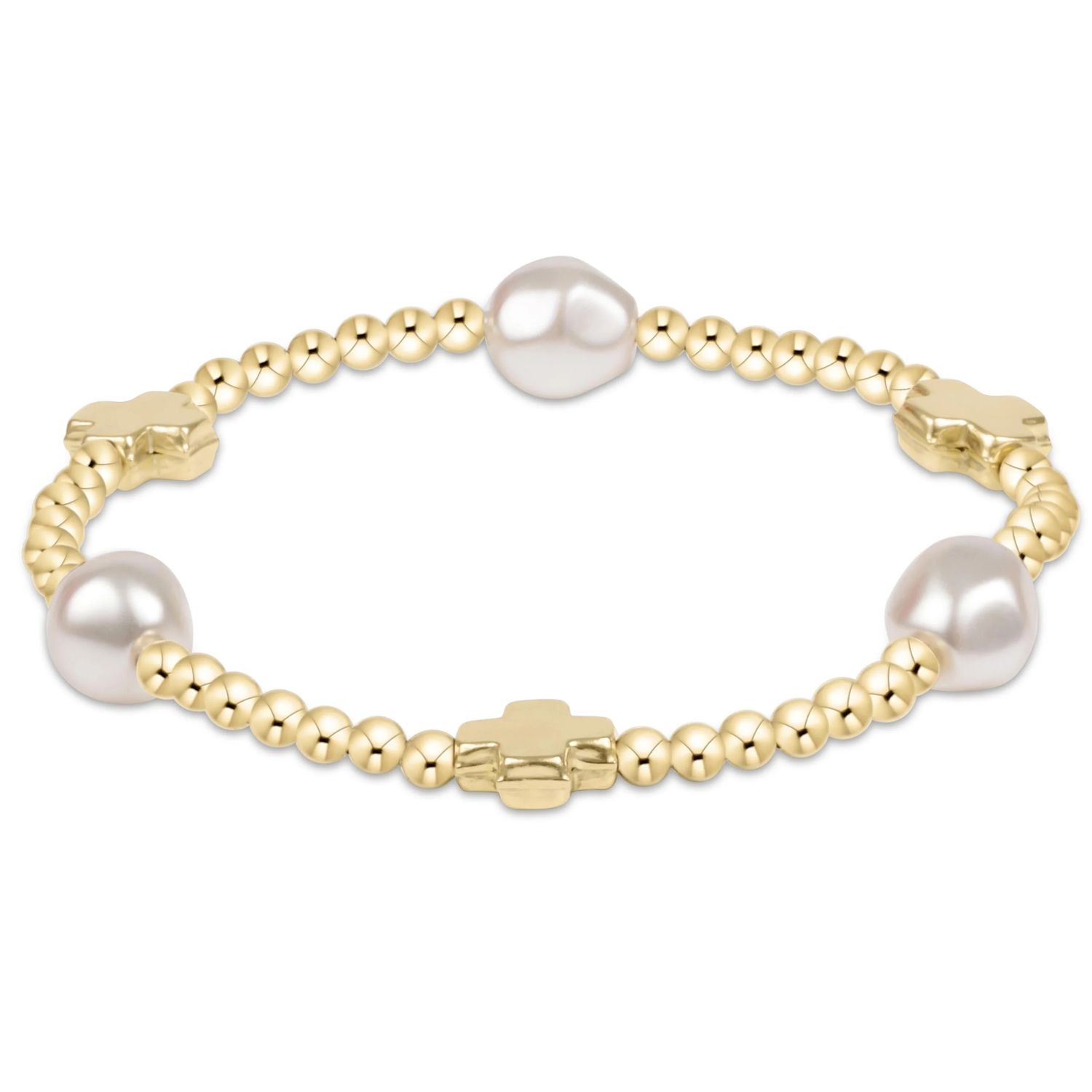 Signature Cross Gold &amp; Admire Pearl 3mm Gold Bracelet
