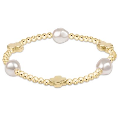 Signature Cross Gold &amp; Admire Pearl 3mm Gold Bracelet