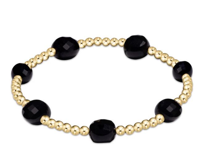 Admire Gold 3mm Bead Bracelet Faceted Onyx