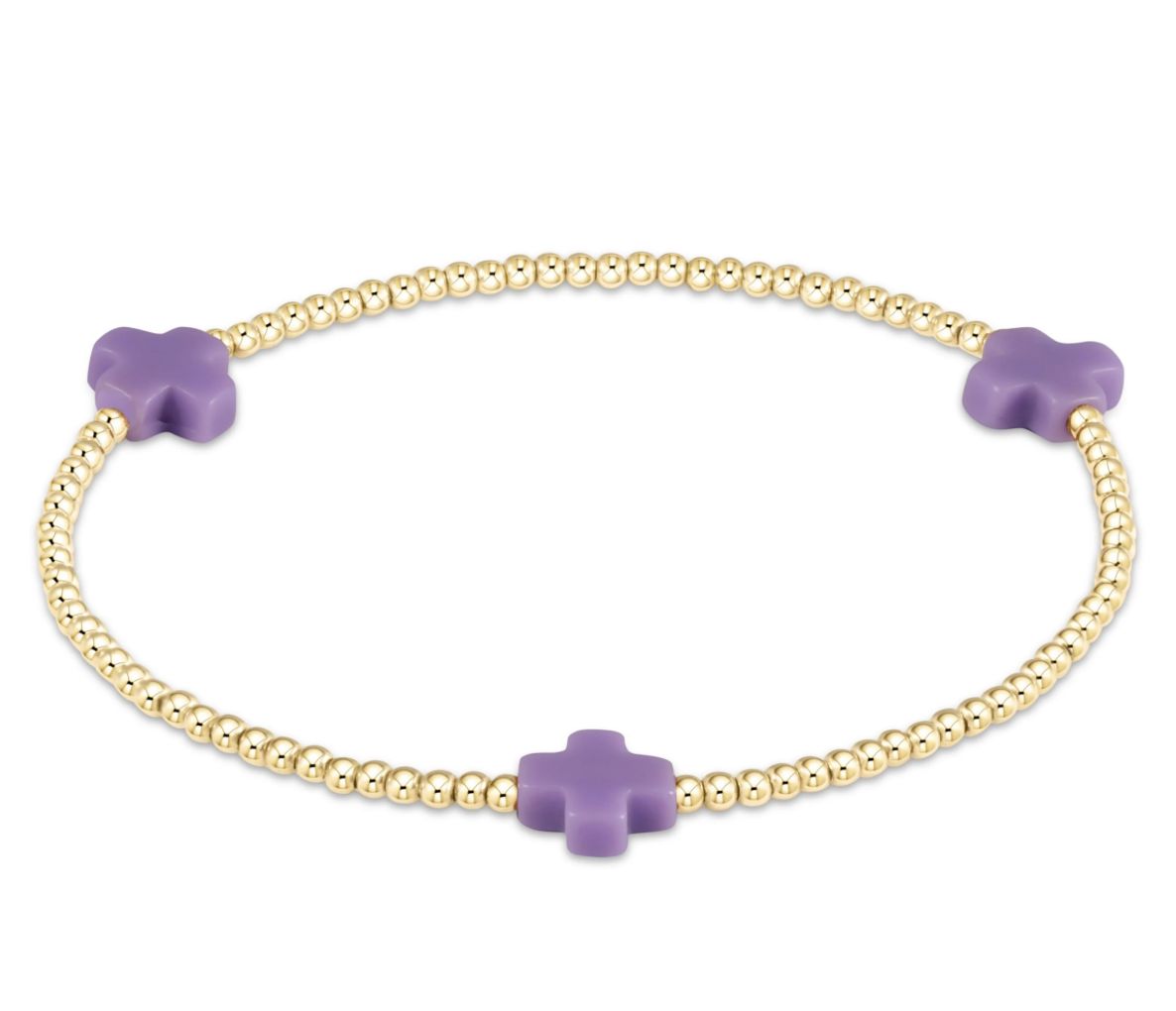 Enewton Signature Cross 2mm Gold Bead Bracelet  Purple
