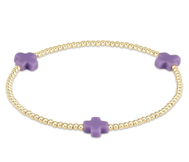 Enewton Signature Cross 2mm Gold Bead Bracelet  Purple