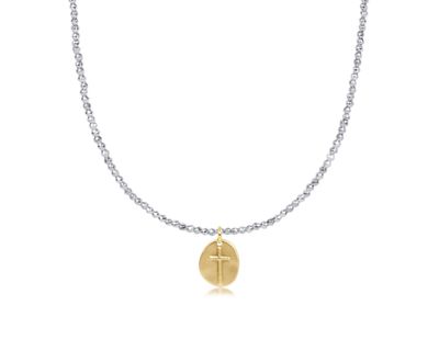 Enewton 15 inch bright silver faceted hematite choker with Inspire small gold charm
