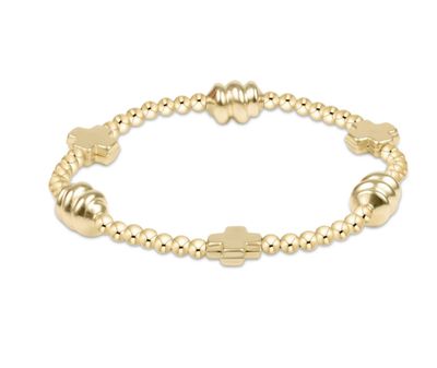 Signature Cross Admire Pattern Bead Bracelet Gold 3mm
