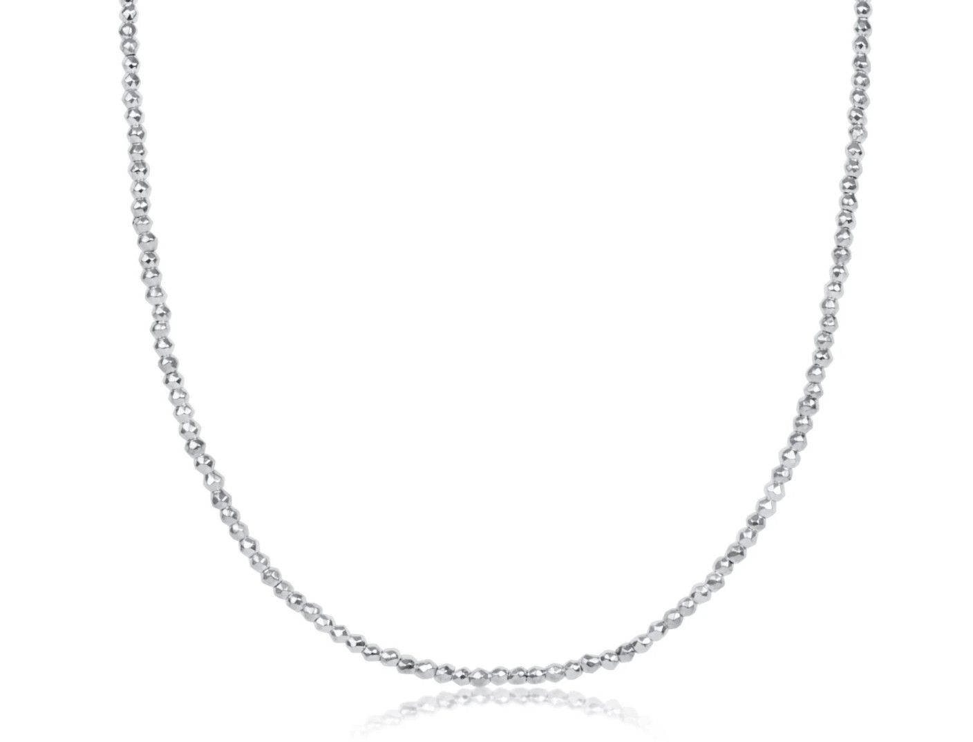Enewton 15 inch bright silver faceted hematite choker, minimalist beaded layering necklace
