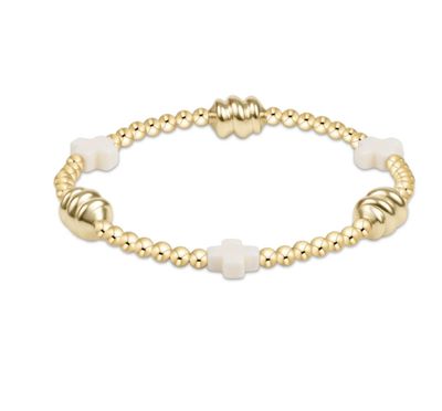 Signature Cross Admire Pattern Bead Bracelet Off White 3mm