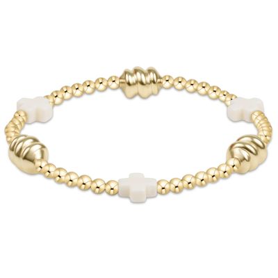 Signature Cross Off-White &amp; Admire Gold 3mm Bracelet