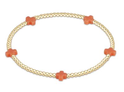 Enewton Signature Cross 2mm Gold Bead Bracelet  Coral