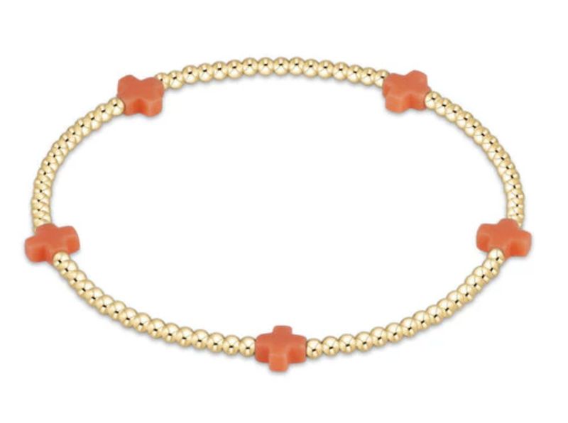 Enewton Signature Cross 2mm Gold Bead Bracelet  Coral