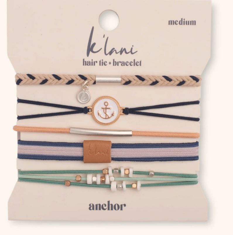 Anchor Hair Tie Bracelet Set