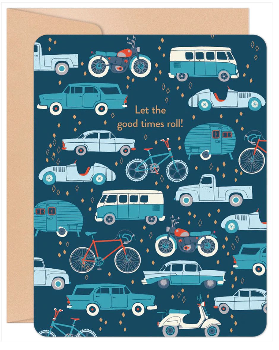 Let the good times roll! Retro Wheels Birthday Card