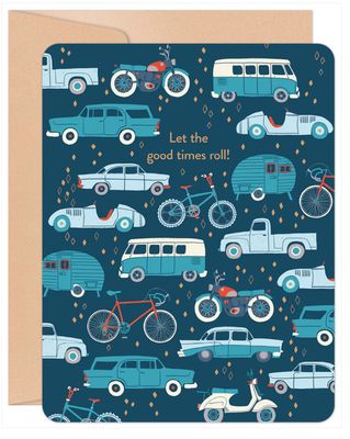 Let the good times roll! Retro Wheels Birthday Card