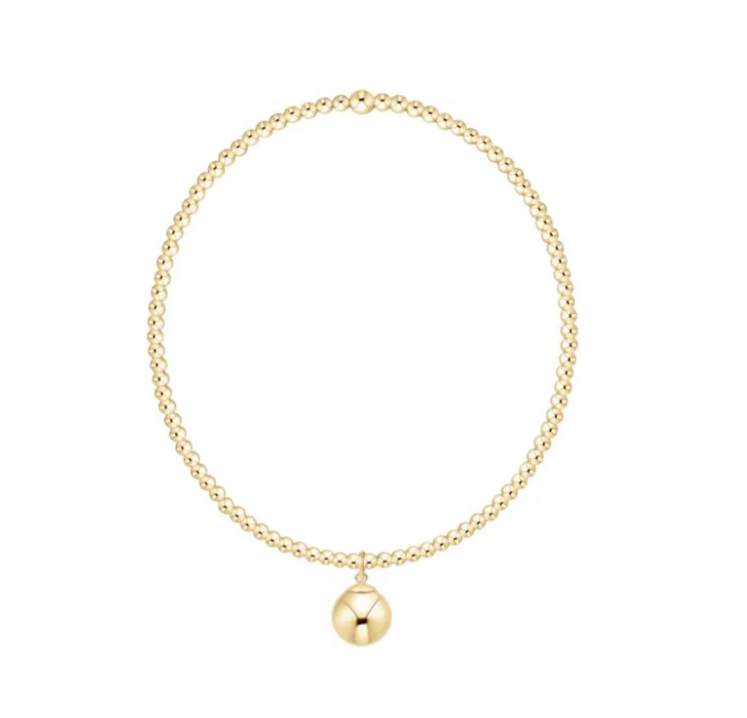 Classic Gold 2mm Bracelet - Classic Gold 8mm Charm