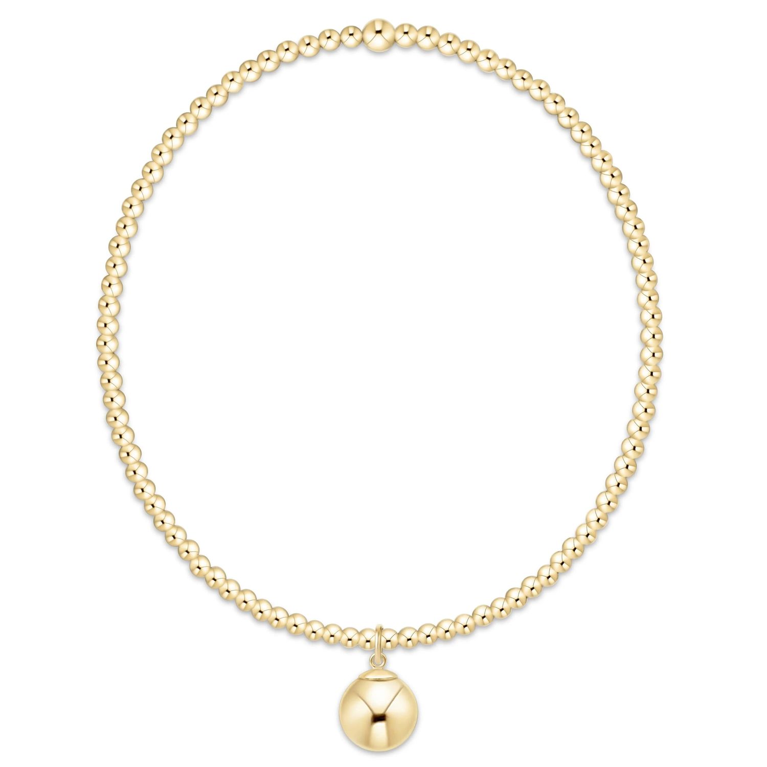 Classic Gold 2mm Bracelet - Classic Gold 8mm Charm