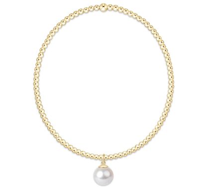 Classic Gold 2mm Bracelet - Classic Pearl 8mm Charm