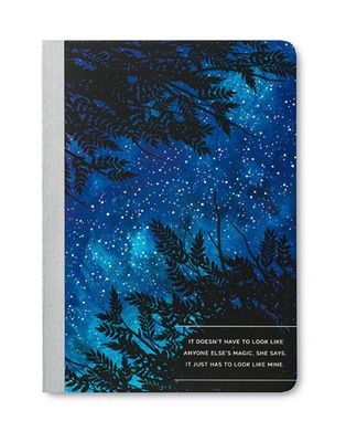 Her Words midnight sky journal with metallic accents, lay-flat binding, and lined pages for writing thoughts and dreams
