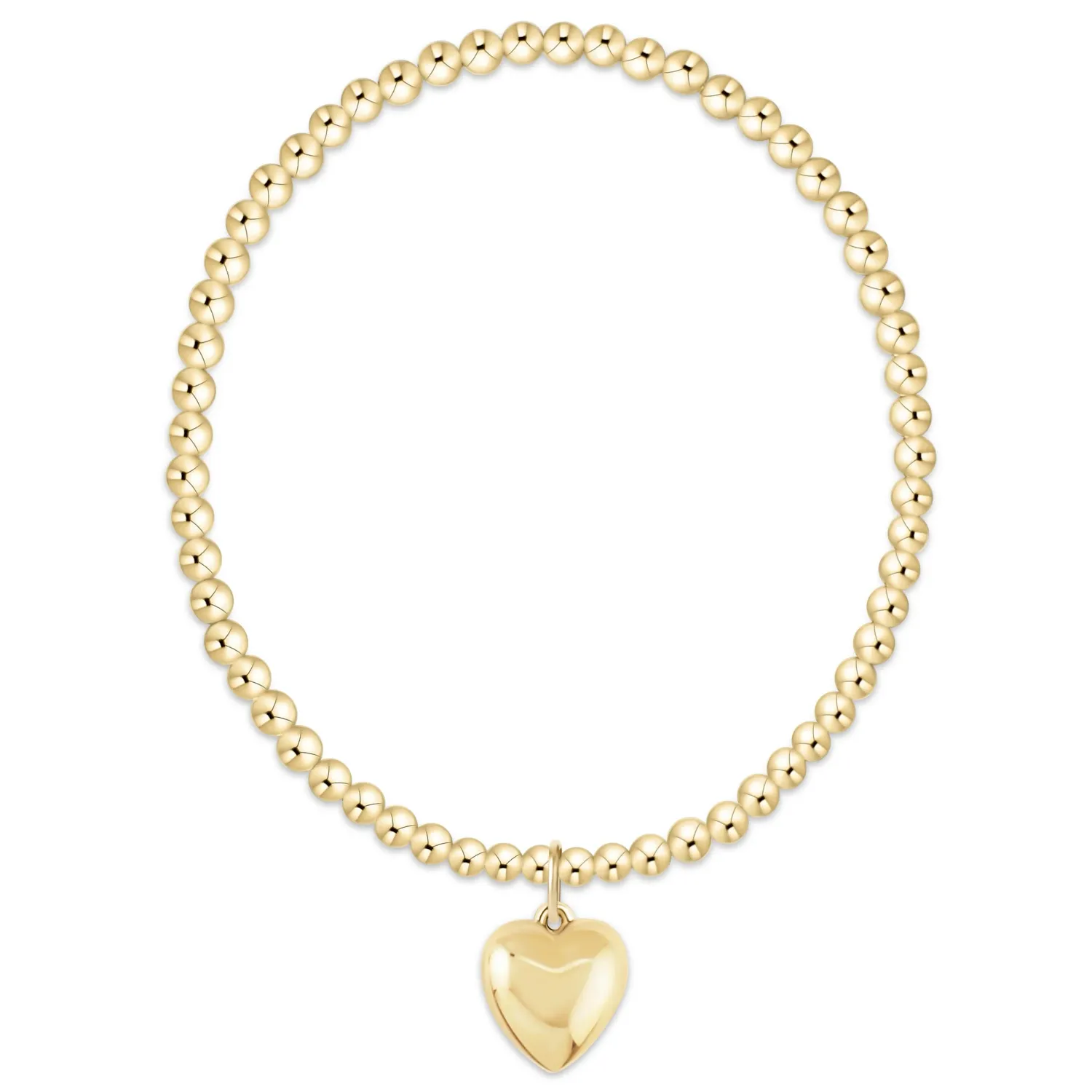 Extends Classic Gold 3mm Bracelet - Love Plush Gold Charm