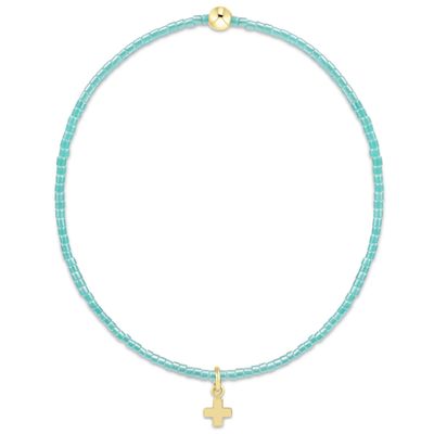 Hope Classic Sea Glass Bracelet - Signature Cross Small Gold Charm