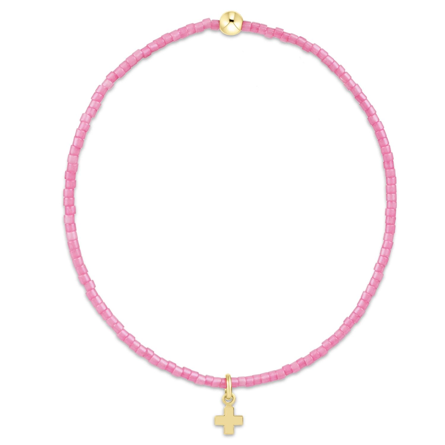 Hope Classic Bubblegum Bracelet Signature Cross Small Gold Charm