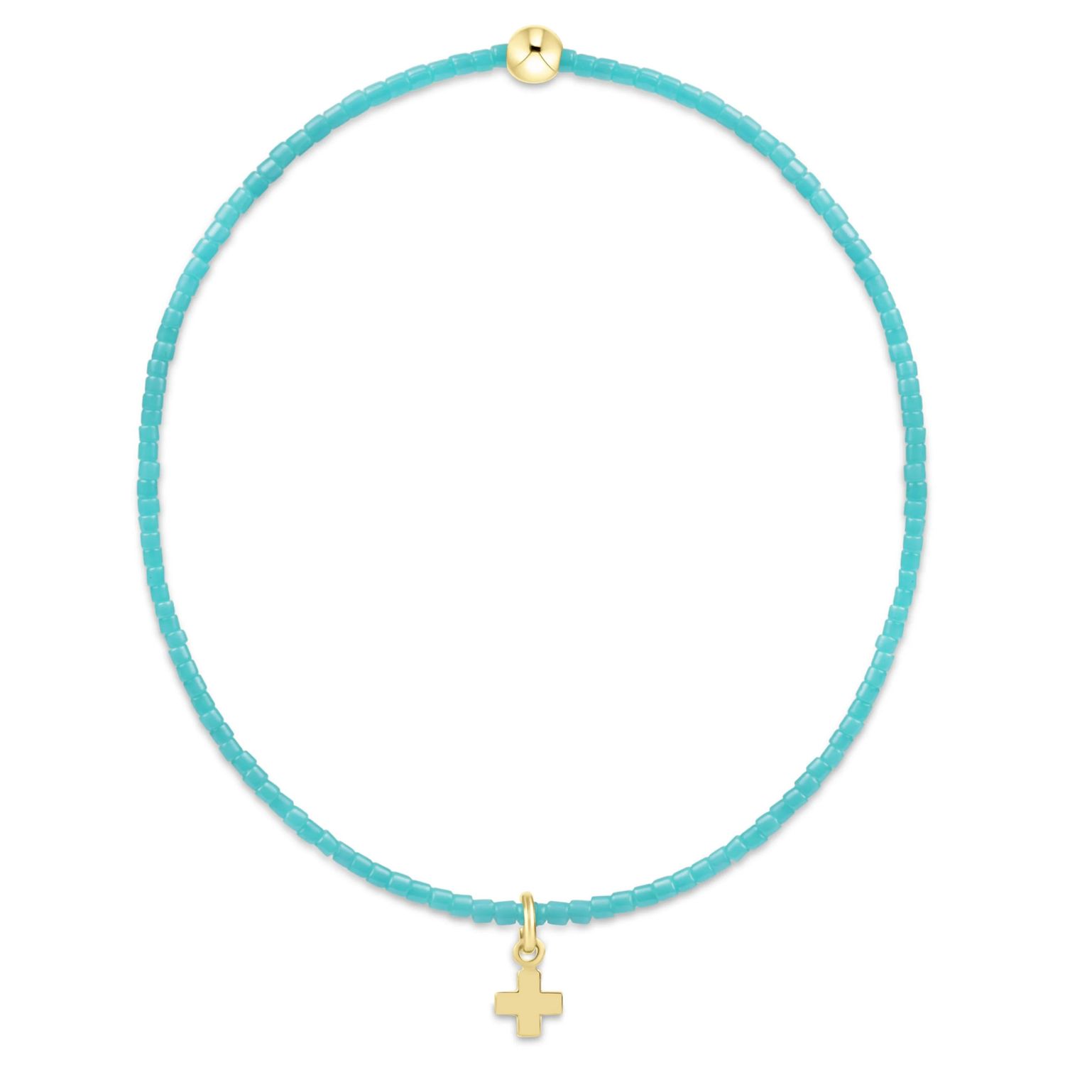Hope Classic Turquoise Bracelet - Signature Cross Small Gold Charm