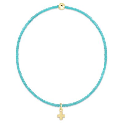 Hope Classic Turquoise Bracelet - Signature Cross Small Gold Charm