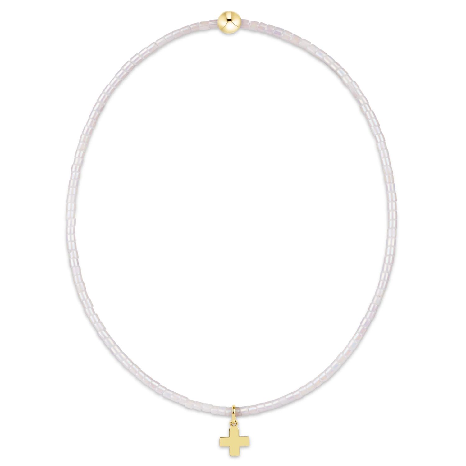 Hope Classic Silky White Bracelet - Signature Cross Small Gold Charm
