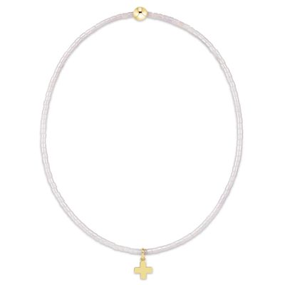 Hope Classic Silky White Bracelet - Signature Cross Small Gold Charm