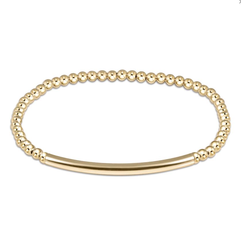 enewton Bliss Bar smooth classic gold 3mm bracelet with sleek bar detail and beaded design for everyday wear and stacking
