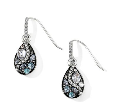 Brighton Trust Your Journey French wire earrings in silver with aqua accents, elegant dangle earrings for everyday wear
