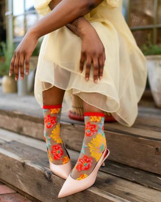 Sock Candy Sheer Socks Flower Power Sheer Crew
