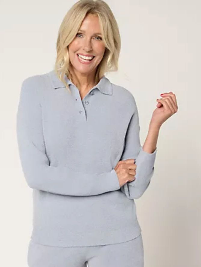 Ribbed Ruffle Cuff Shirt Moonbeam Large