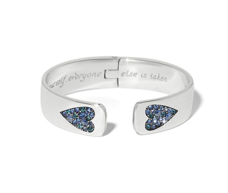 Silver Blue B You Hinged Bangle