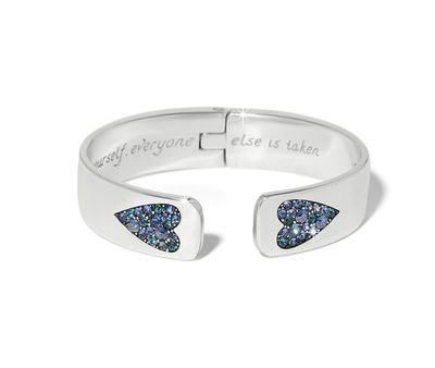 Silver Blue B You Hinged Bangle