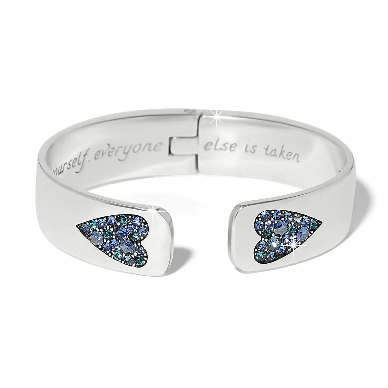 Silver Blue B You Hinged Bangle