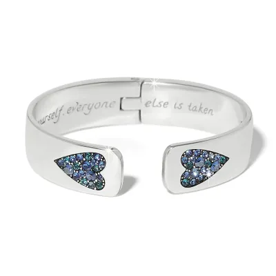 Silver Blue B You Hinged Bangle