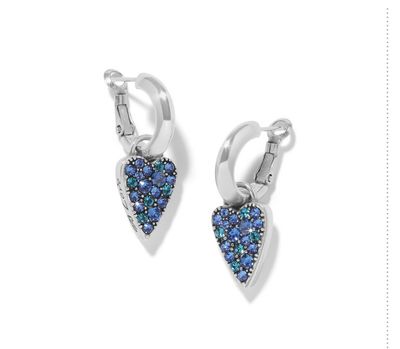 Silver Blue Love Messages B Love Reversible Hoop Earrings