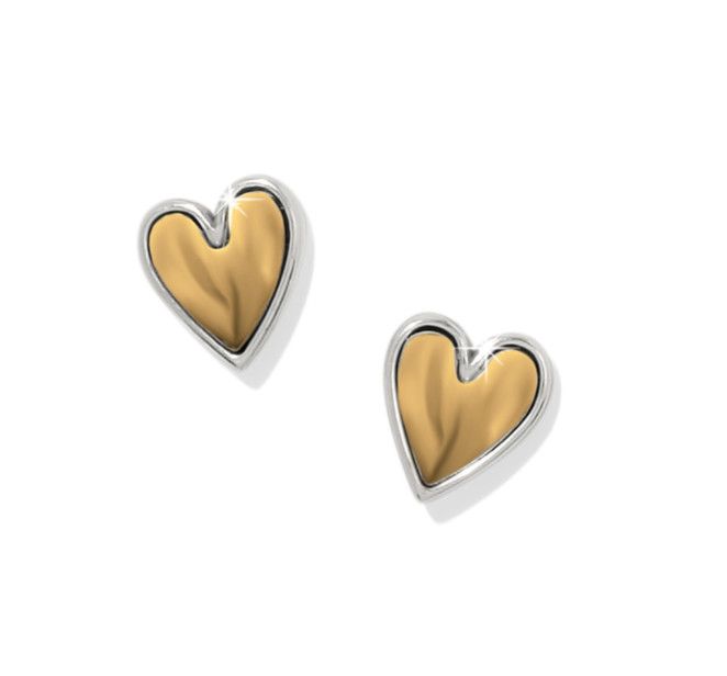 Silver Gold Cascade Heart Post Earrings